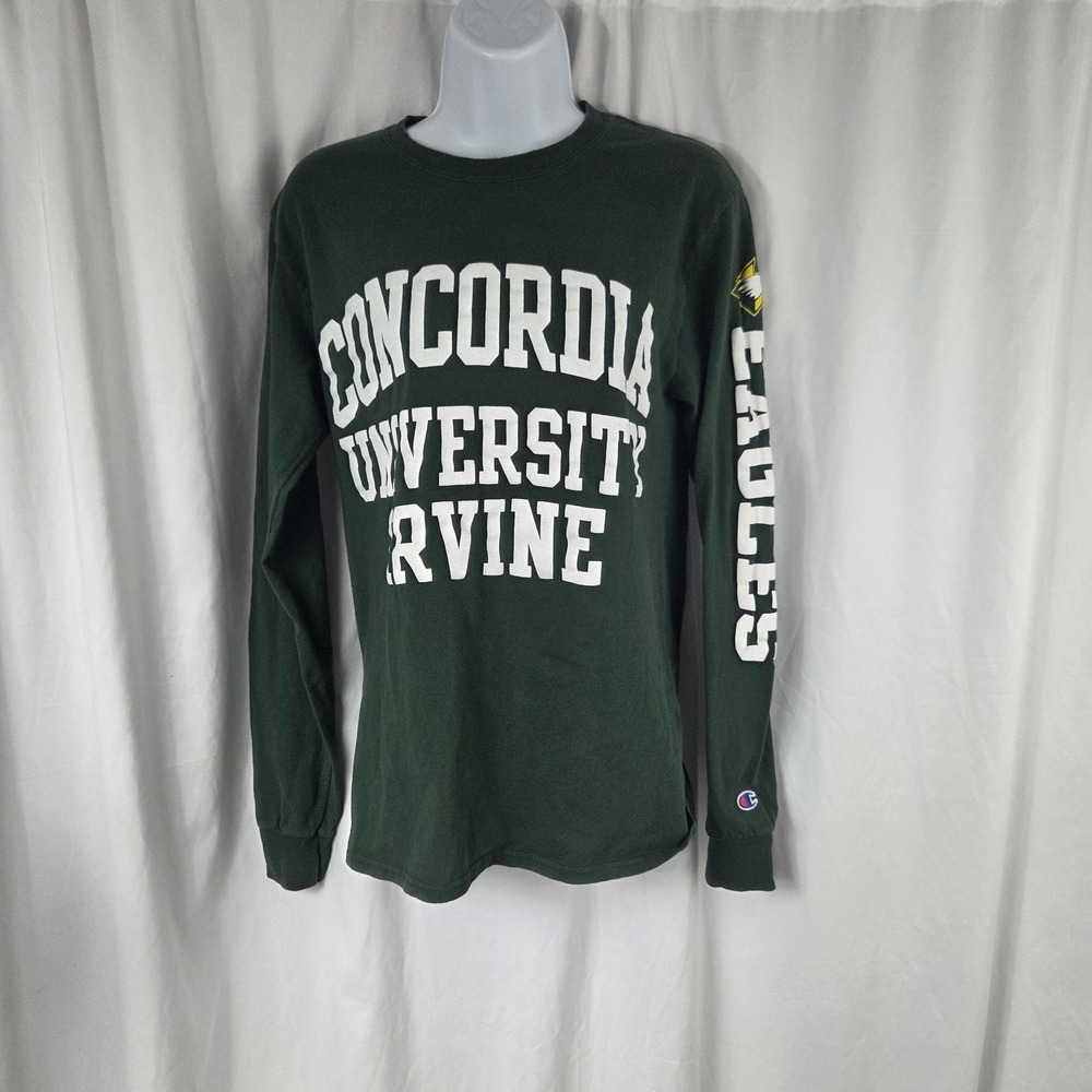 Concordia University Irvine Eagles Shirt Mens Small Green Champion Long Sleeve